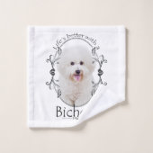 Het leven is beter Bichon Badhanddoek Set Bad Handdoek (Wasdoekje)