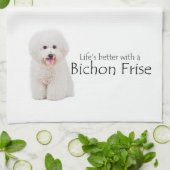 Het leven is beter Bichon keukenhanddoek (Gevouwen)