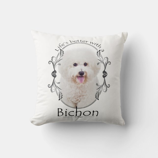 Het leven is beter Bichon Pillow Kussen (Voorkant)