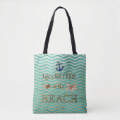 Het leven is BETER bij BEACH Typografie Monogram Tote Bag (Voorkant)
