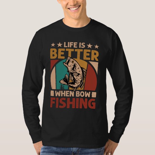 Het leven is beter bij bowfishing - Retro Angler T-shirt (Voorkant)
