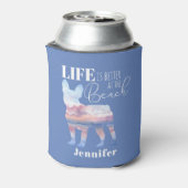 Het leven is beter bij de Beach Frenchie Blikjeskoeler (Blikje Achterkant)