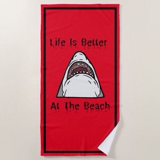 Het leven is beter bij de Beach Horror Shark Strandlaken (Voorkant)