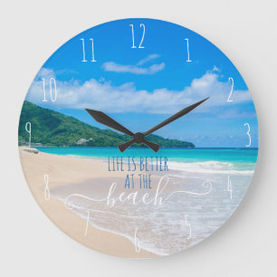 Het leven is beter bij de Beach Large Clock Grote Klok