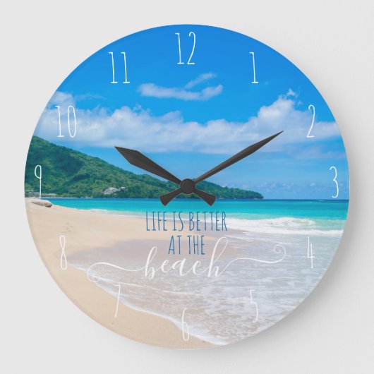 Het leven is beter bij de Beach Large Clock Grote Klok (Voorkant)