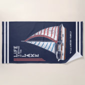 Het leven is beter bij de Lake Family Navy Blue Strandlaken (Voorkant)