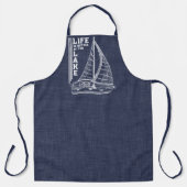 Het leven is beter bij de Lake Navy Blue White Schort (Voorkant)