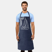 Het leven is beter bij de Lake Navy Blue White Schort (Gedragen)