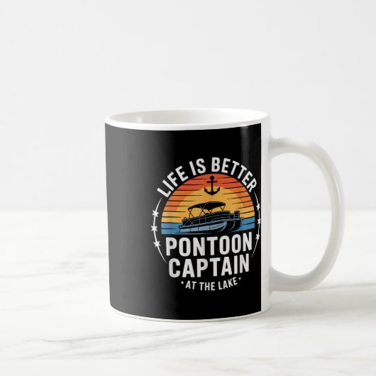 Het Leven Is Beter Bij De Pontoon Kapitein Boot Va Koffiemok (Rechts)