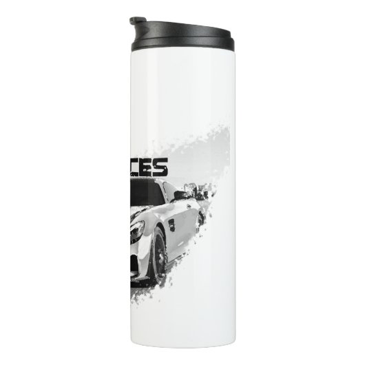 HET LEVEN IS BETER BIJ DE RACES - VOOR AUTO ENTHUS THERMOSBEKER (Geroteerd rechts)