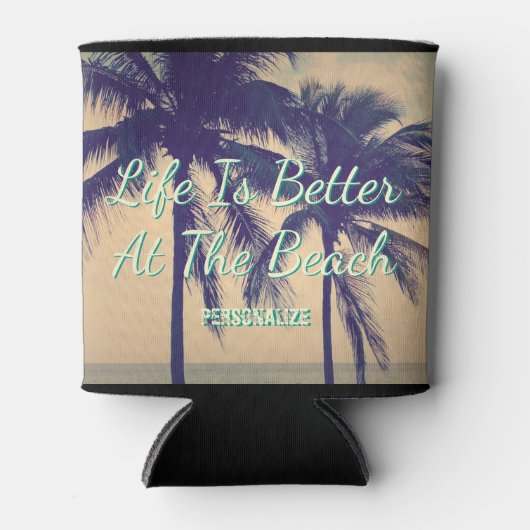 HET LEVEN IS BETER BIJ DE STRAND palmboom koelboxx Blikjeskoeler (Voorkant)