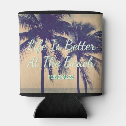 HET LEVEN IS BETER BIJ DE STRAND palmboom koelboxx Blikjeskoeler (Achterkant)