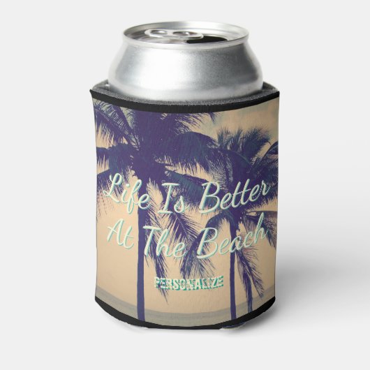 HET LEVEN IS BETER BIJ DE STRAND palmboom koelboxx Blikjeskoeler (Blikje Achterkant)