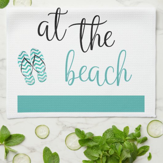 Het leven is beter bij de strand Teenslippers Turq Theedoek (Gevouwen)