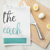 Het leven is beter bij de strand Teenslippers Turq Theedoek (Quarter Fold)