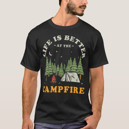 Het Leven Is Beter Bij Het Kampvuur Funny Camper K T-shirt (Voorkant)