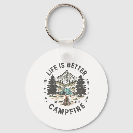 Het leven is beter bij het kampvuur Grappig kamper Sleutelhanger (Voorkant)