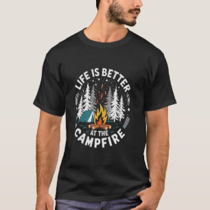 Het Leven Is Beter Bij Het Kampvuur Grappig Kamper T-shirt