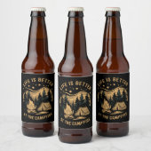 Het Leven Is Beter Bij Het Kampvuur Kampeerterrein Bier Etiket (Flessen)