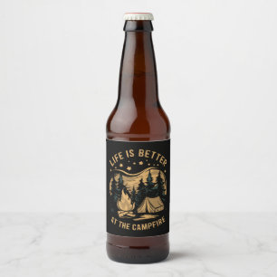 Het Leven Is Beter Bij Het Kampvuur Kampeerterrein Bier Etiket