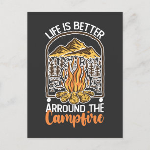 Het leven is beter bij het kampvuur reizen uitnodiging briefkaart