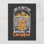 Het leven is beter bij het kampvuur reizen uitnodiging briefkaart (Voorkant)