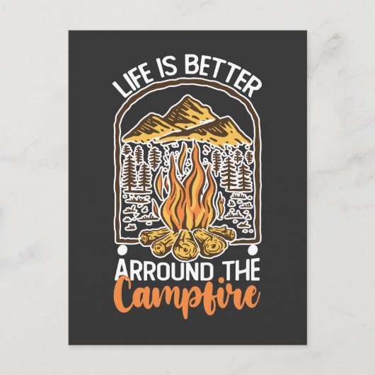 Het leven is beter bij het kampvuur reizen uitnodiging briefkaart (Voorkant)