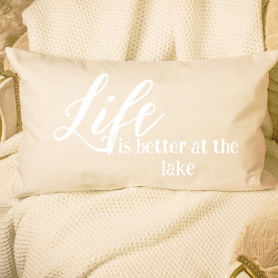 Het leven is beter bij het meer Beige White Vacati Accent Kussen