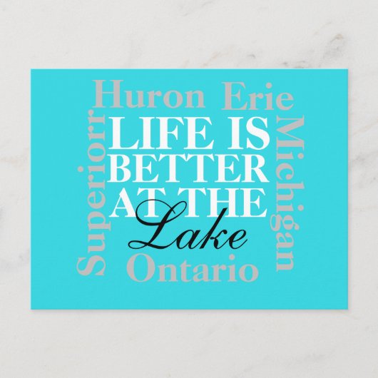 Het leven is beter bij het meer briefkaart (Voorkant)