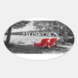 Het leven is beter bij het meer - Muskoka Oval Sti Ovale Sticker