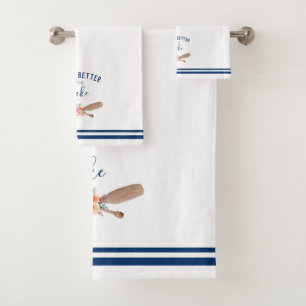 Het leven is beter bij het meer Nautical Bad Handdoek