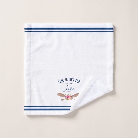 Het leven is beter bij het meer Nautical Bad Handdoek (Wasdoekje)
