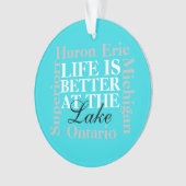Het leven is beter bij het meer ornament (voorkant)