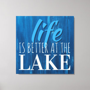 Het leven is beter bij het meer, Subway Art Typogr Canvas Afdruk