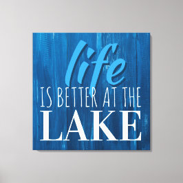 Het leven is beter bij het meer, Subway Art Typogr Canvas Afdruk