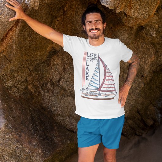 Het leven is beter bij het meer varen t-shirt