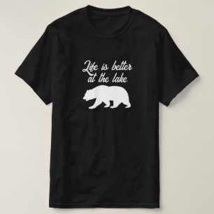 Het leven is beter bij het meer zwarte berensilhou t-shirt