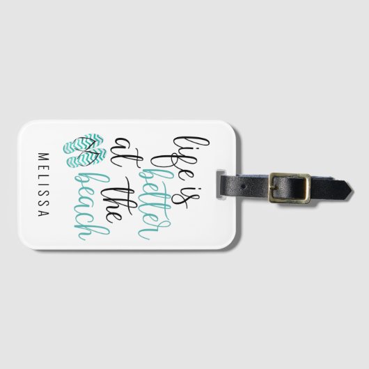 Het leven is beter bij het strand citaat met Teens Bagagelabel (Voorkant (horizontaal))