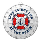 Het leven is beter bij het strand nautische ankerb dartbord (Voorkant)
