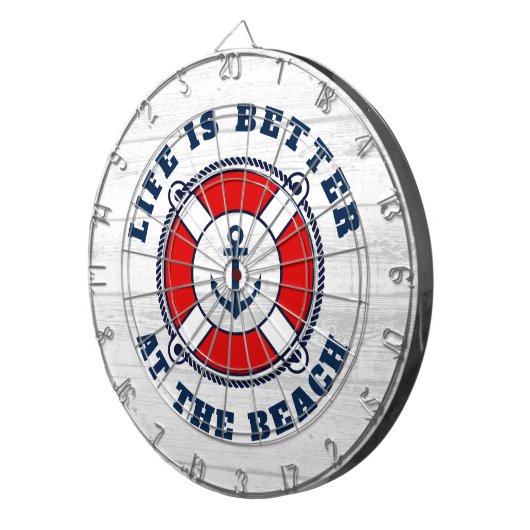 Het leven is beter bij het strand nautische ankerb dartbord (Voorkant Rechts)
