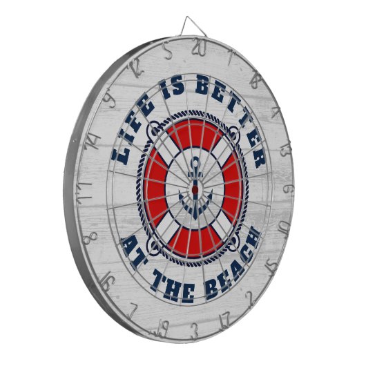Het leven is beter bij het strand nautische ankerb dartbord (Voorkant Links)