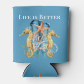 Het leven is beter bij het strand / Seahorse / Blikjeskoeler (Voorkant)