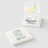 Het leven is Beter bij het Strand Stenen Onderzetter (Zijkant)