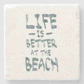 Het leven is Beter bij het Strand Stenen Onderzetter