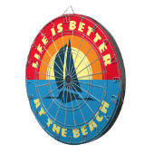 Het leven is beter bij het strand zeilschip zonson dartbord (Voorkant Rechts)