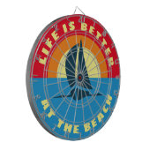 Het leven is beter bij het strand zeilschip zonson dartbord (Voorkant Links)