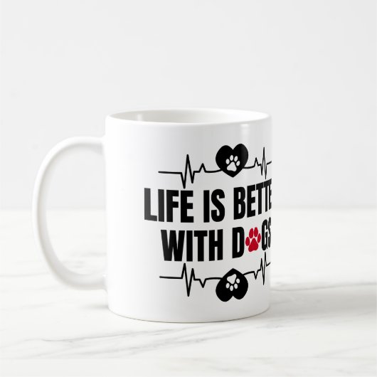 Het leven is beter bij honden koffiemok (Links)