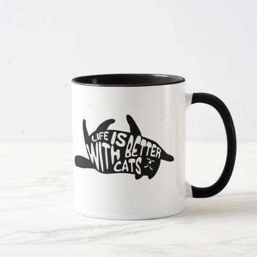 Het leven is beter bij katten | Fun Cat Typografie Mok (Rechts)