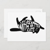 Het leven is beter bij katten | Fun Typografie Briefkaart (Voorkant / Achterkant)