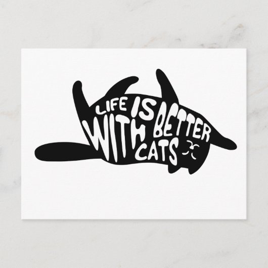 Het leven is beter bij katten | Fun Typografie Briefkaart (Voorkant)